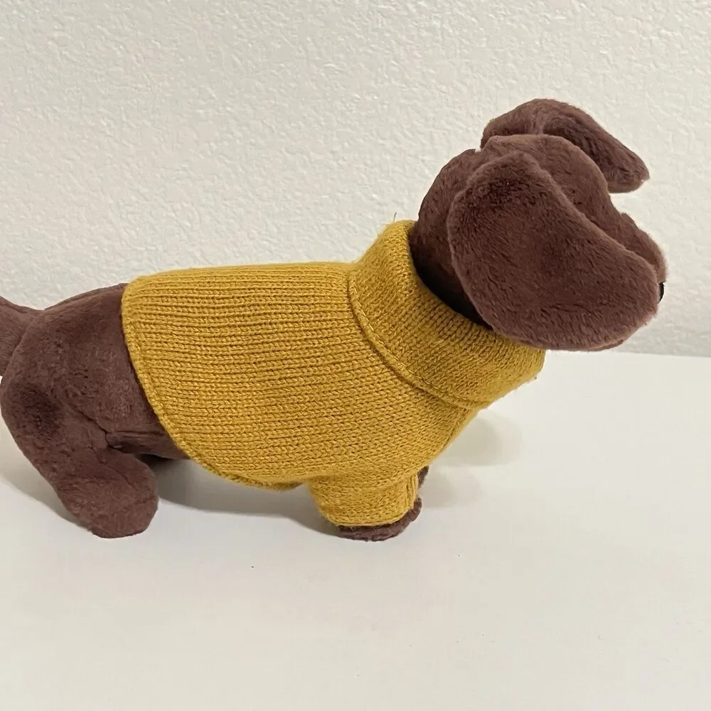 Jellycat Dachshund Yellow Sweater Sausage Dog Plush Stuffed Animal NO TUSH TAG